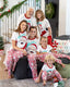 Christmas Matching Family Pajamas Set Santa Claus and Snowflakes Red Stripes PJS Red