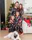 Family Matching Christmas Pajamas Christmas Tree & Gingerbread Print Black