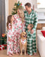 Family Matching Christmas Pajamas Bow & Plaid Print Satin Multicolor