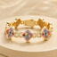 ✨ Lucky Clover Colorful Zircon Bracelet – Gold-Plated Charm Jewelry