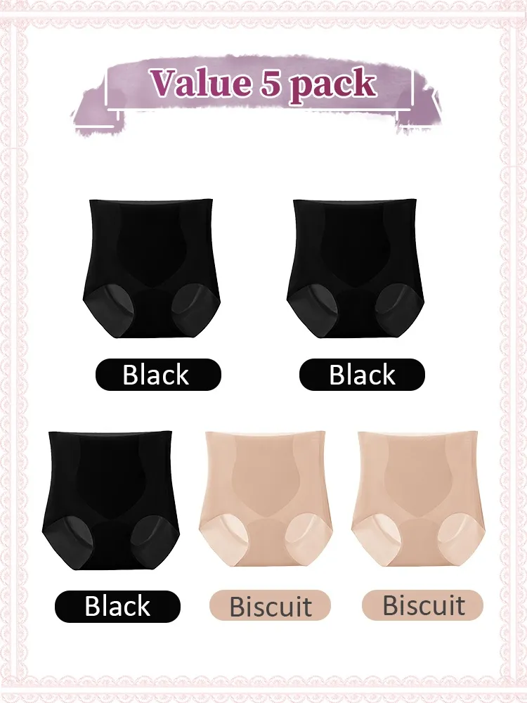 VEIMIA Lot de 3 à 5 culottes taille haute sans coutures et sans pincement, en tissu doux pour les peaux sensibles