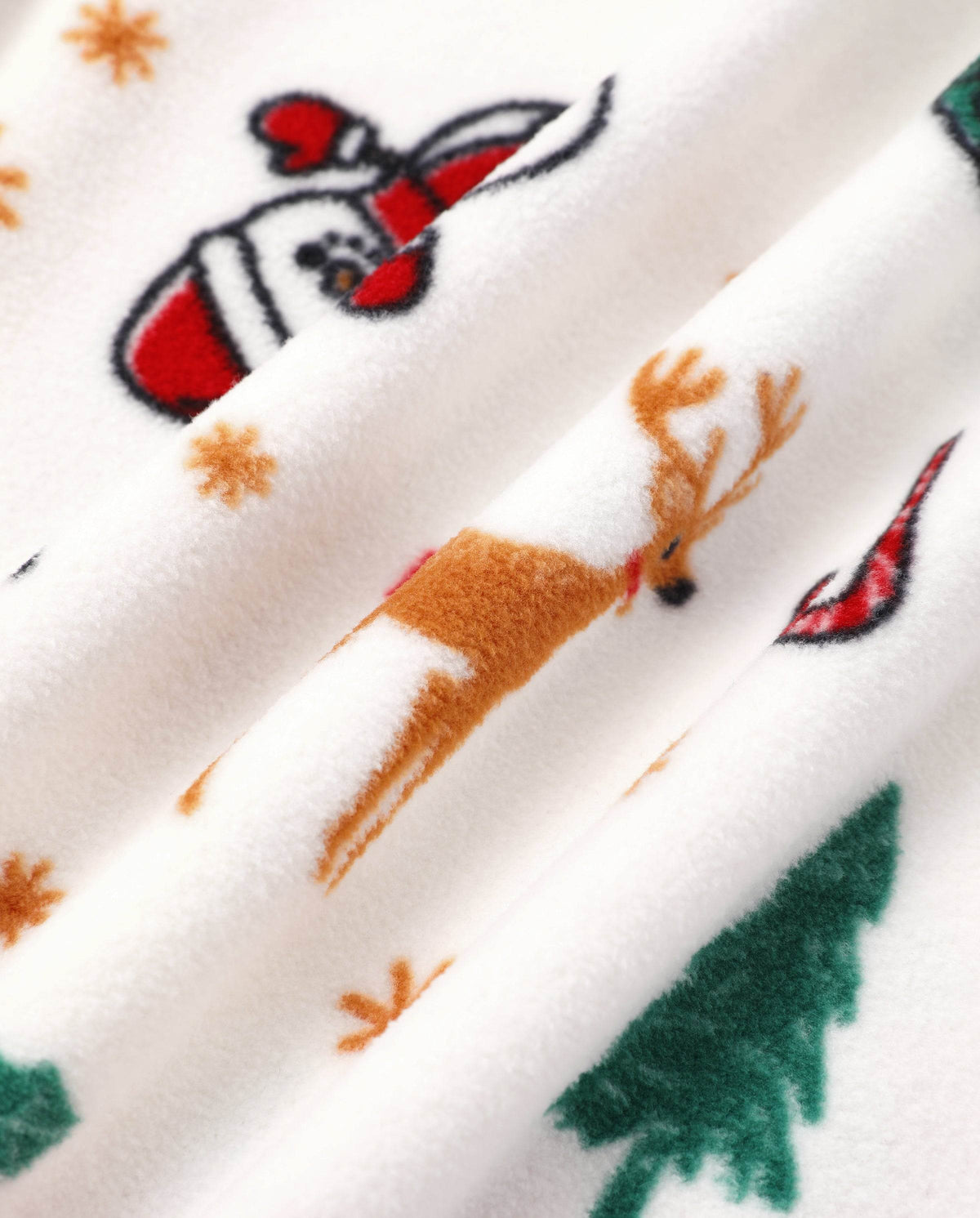 Family Matching Christmas Pajamas Reindeer & Christmas Tree Print Fleece