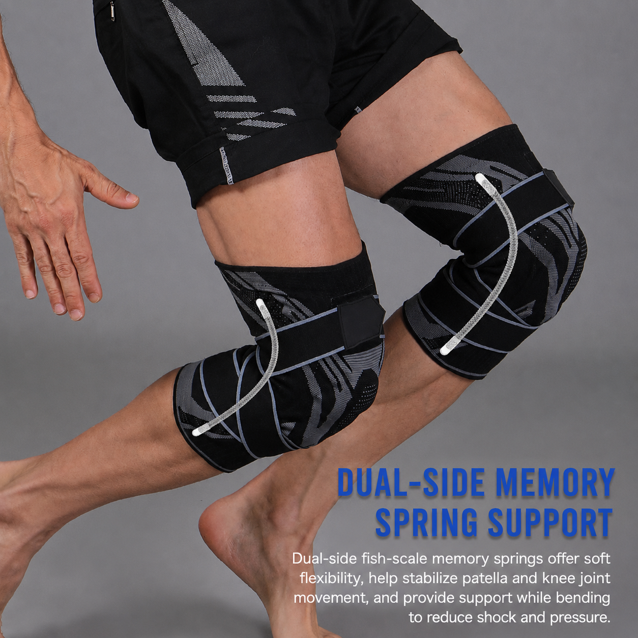 π₯ 50% OFF | Unisex Knitted Knee Brace with Spring Stabilizers & Dual Straps β Compression Support for Knee Pain Relief and Injury Recovery