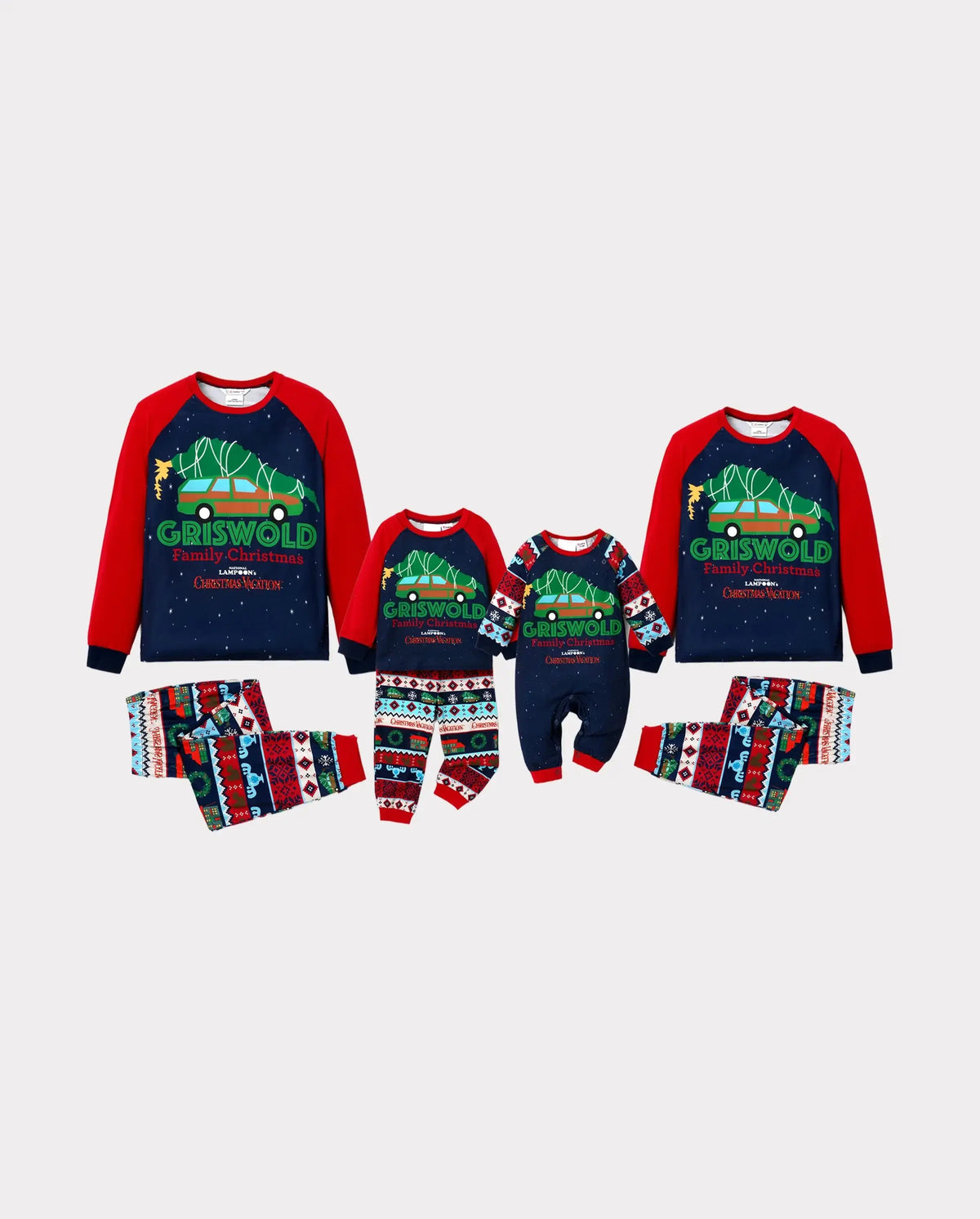 Christmas Vacation Family Matching Character Print Pajamas Sets with Christmas Socks