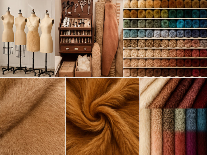 Khaki Gradient Faux Fox Fur Coat