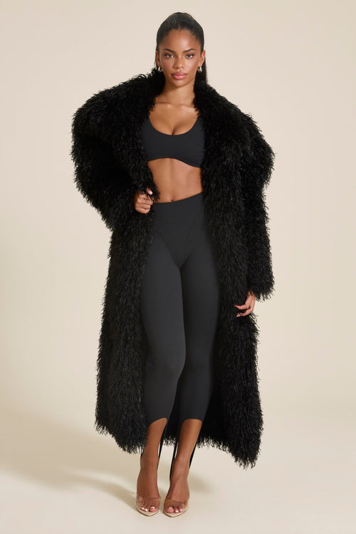 Women’s Long Textured Faux Fur Coat