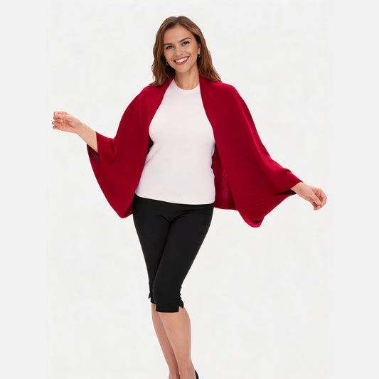 100% Merino Wool Convertible Wrap | 3-Way Cardigan, Shawl & Scarf
