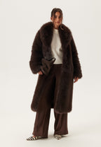 Women’s Long Faux Fur Coat with Side Pockets