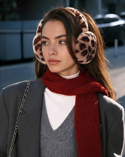 Foldable Plush Leopard Earmuffs | Warm & Cozy Winter Ear Warmers