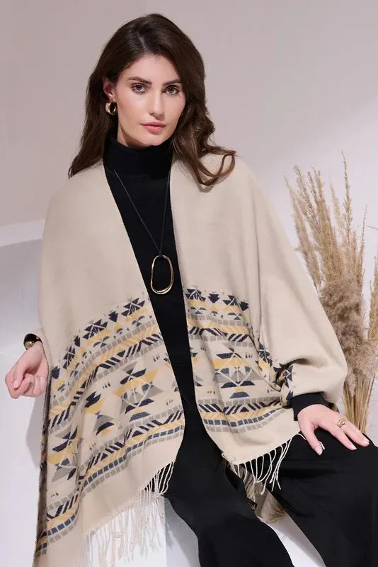 Cochon 100 % laine mérinos convertible | cardigan, châle et écharpe 3-en-1