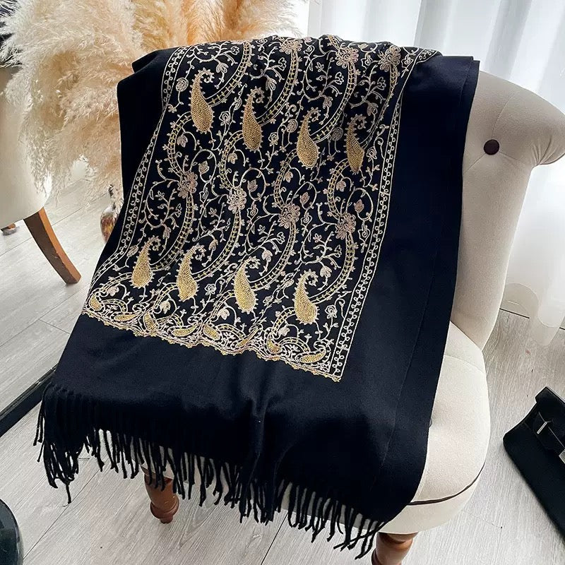 FALL & WINTER NEW ARRIVAL ONE WRAP. THREE WAYS TO WEAR. SAVE UP TO 50% Paisley Embroidered Shawl | Oversized Winter Wrap