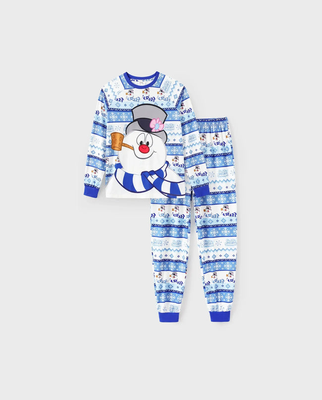 Frosty the Snowman Family Matching Christmas Pajamas Fair Isle Blue Main Image