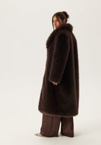 Women’s Long Faux Fur Coat with Side Pockets