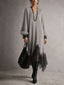 Gray Shimmer Knit Lace Hem Midi Dress