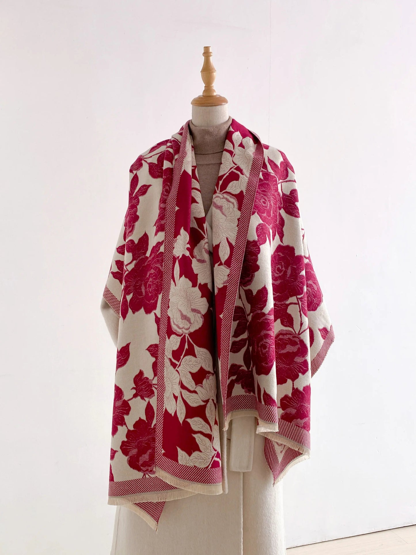 Boho Floral Tassel Shawl | Soft Oversized Fall & Winter Wrap