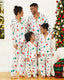 Christmas Family Matching Colorful Festival Theme Print Long Sleeve Pajamas Sets with Christmas Socks White