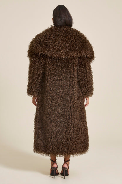 Women’s Long Textured Faux Fur Coat