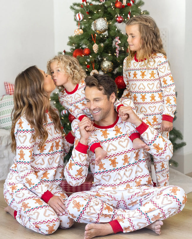 Christmas Matching Family Pajamas Fair Isle & Gingerbread Print Hover Image