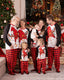 Christmas Family Matching Santa Print Raglan Sleeves Pajamas Sets with Christmas Socks (SGS Certied Safety) Red