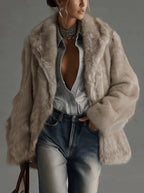 Oversized Faux Fur Coat in Soft Taupe