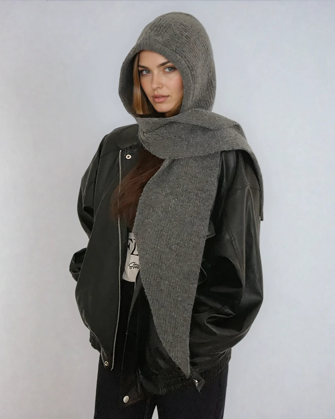 2-in-1 Knitted Hooded Scarf | Cozy Winter Hood & Wrap