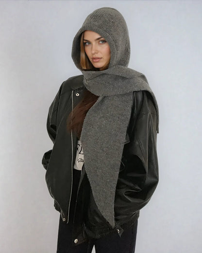 2-in-1 Knitted Hooded Scarf | Cozy Winter Hood & Wrap