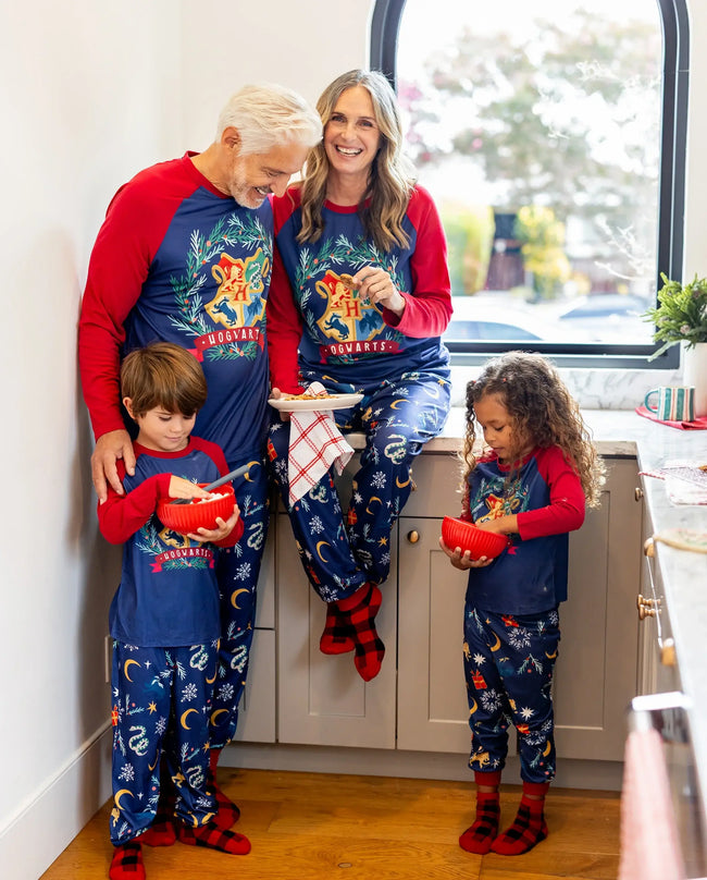 Harry Potter Christmas Family Matching Hogwarts Print Pajamas Sets with Christmas Socks Hover Image