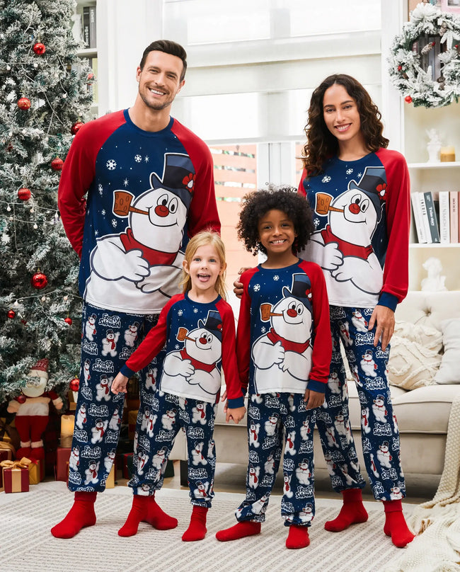 Frosty The Snowman Christmas Family Matching Color-block Pajamas Sets with Christmas Socks Hover Image