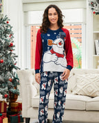 Frosty The Snowman Christmas Family Matching Color-block Pajamas Sets with Christmas Socks