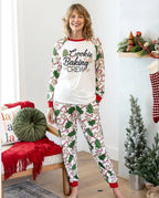 Christmas Matching Family Pajamas Set Christmas Tree Print Red and Apricot PJS with Christmas Socks Apricot