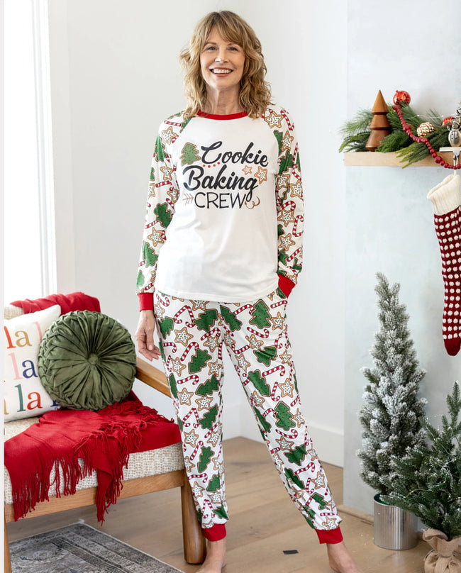 Matching Family Christmas Pajamas Christmas Tree Print Cream Main Image