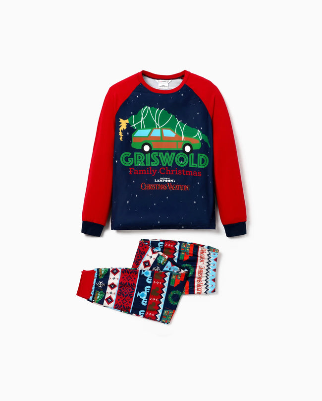 Christmas Vacation Family Matching Christmas Pajamas Character Navy & Red Main Image