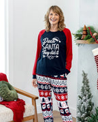Christmas Matching Family Pajamas Set Glow In The Dark Santa Claus Print PJS with Christmas Socks Deep Blue