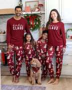 Family Matching Christmas Pajamas Festive Dog Print Red