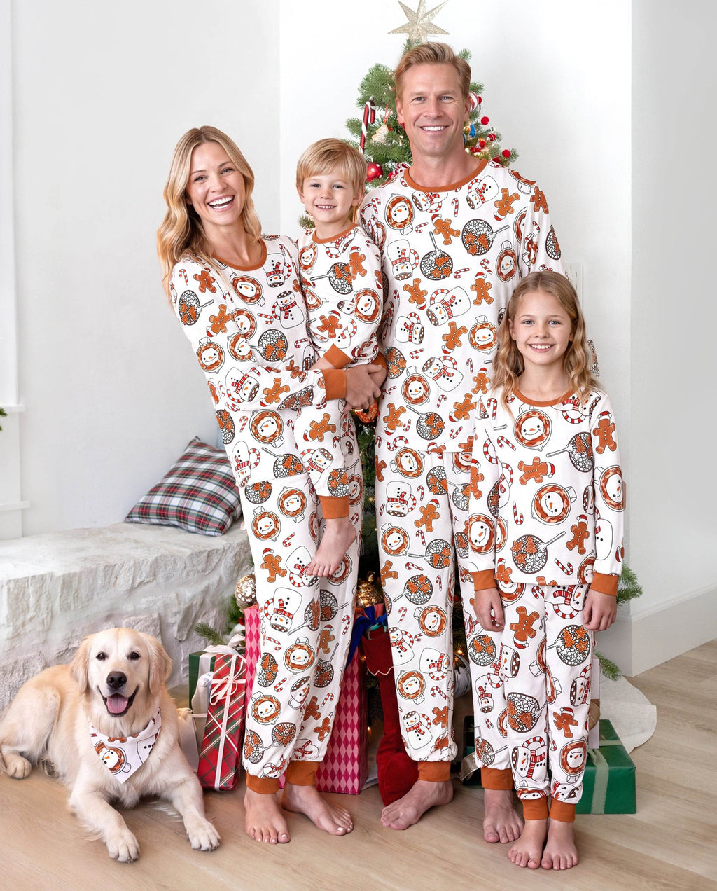 Matching Family Christmas Pajamas Mug & Snowman Print Khaki
