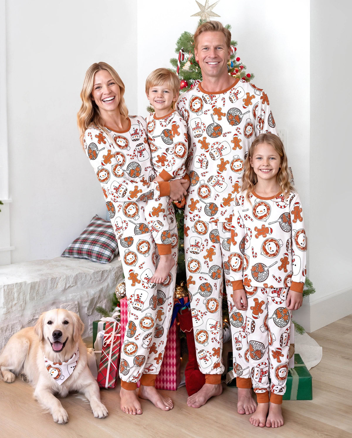 Matching Family Christmas Pajamas Mug & Snowman Print Khaki