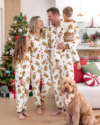 Matching Family Christmas Pajamas Gingerbread Print Coral Fleece Christmas Onesie