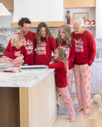 Family Matching Christmas Pajamas Gingerbread Print Red
