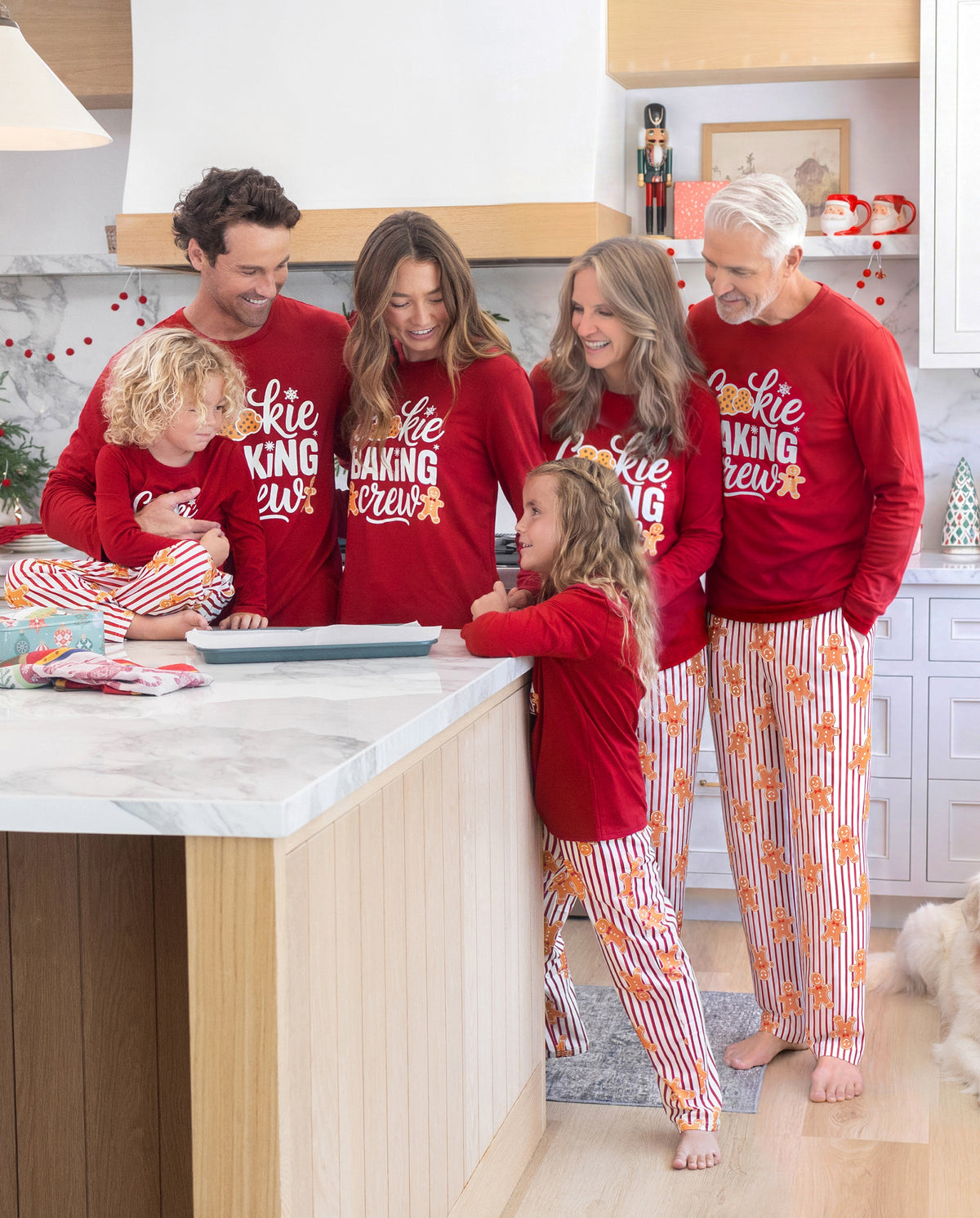 Family Matching Christmas Pajamas Gingerbread Print Red