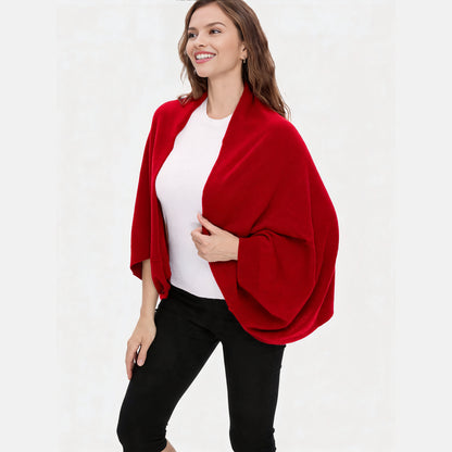100% Merino Wool Convertible Wrap | 3-Way Cardigan, Shawl & Scarf