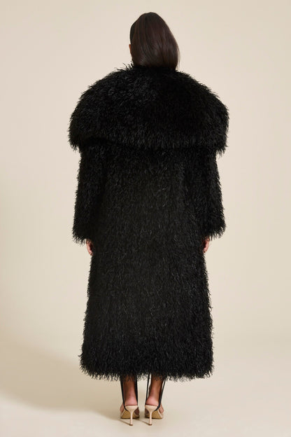 Women’s Long Textured Faux Fur Coat