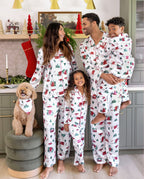 Matching Family Christmas Pajamas Christmas Village Print Satin Multicolor
