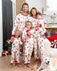 Family Matching Christmas Pajamas Christmas Tree & Gingerbread Print Cotton Cream