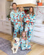Matching Family Christmas Pajamas Gingerbread & Mug Print Blue
