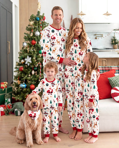 Family Matching Christmas Pajamas Reindeer & Christmas Tree Print Fleece
