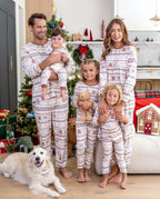 Family Matching Christmas Pajamas Fair Isle Print Cotton Khaki