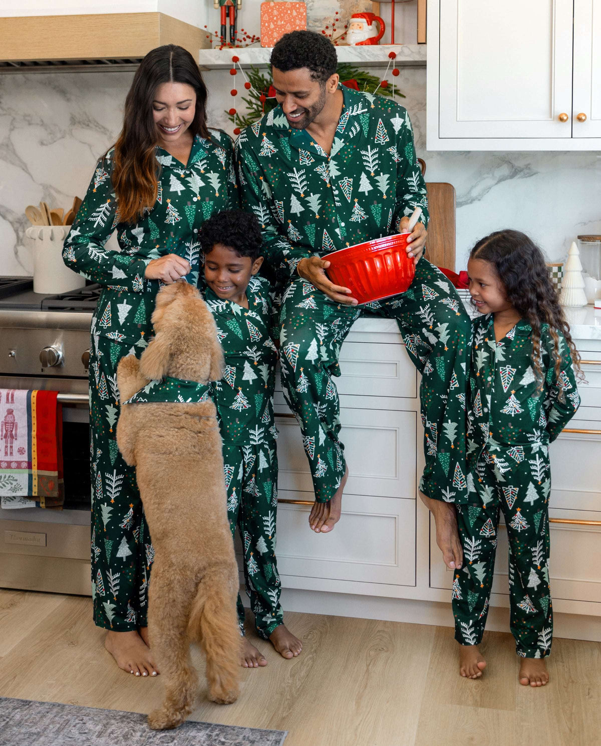 Family Matching Christmas Pajamas Christmas Tree Print Dark Green