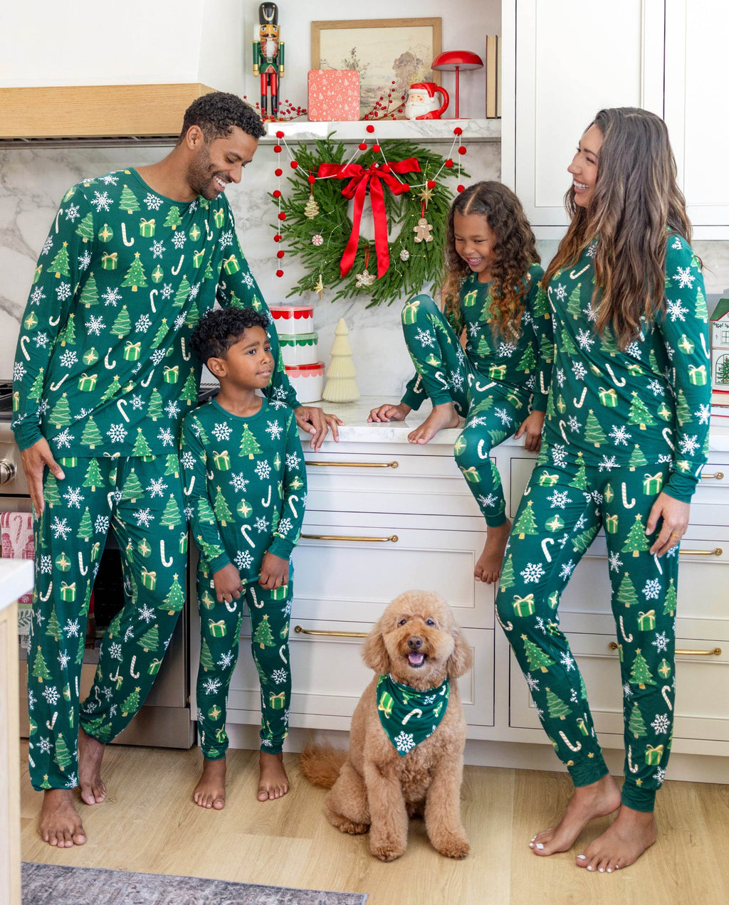 Family Matching Christmas Pajamas Christmas Tree Print Bamboo Green