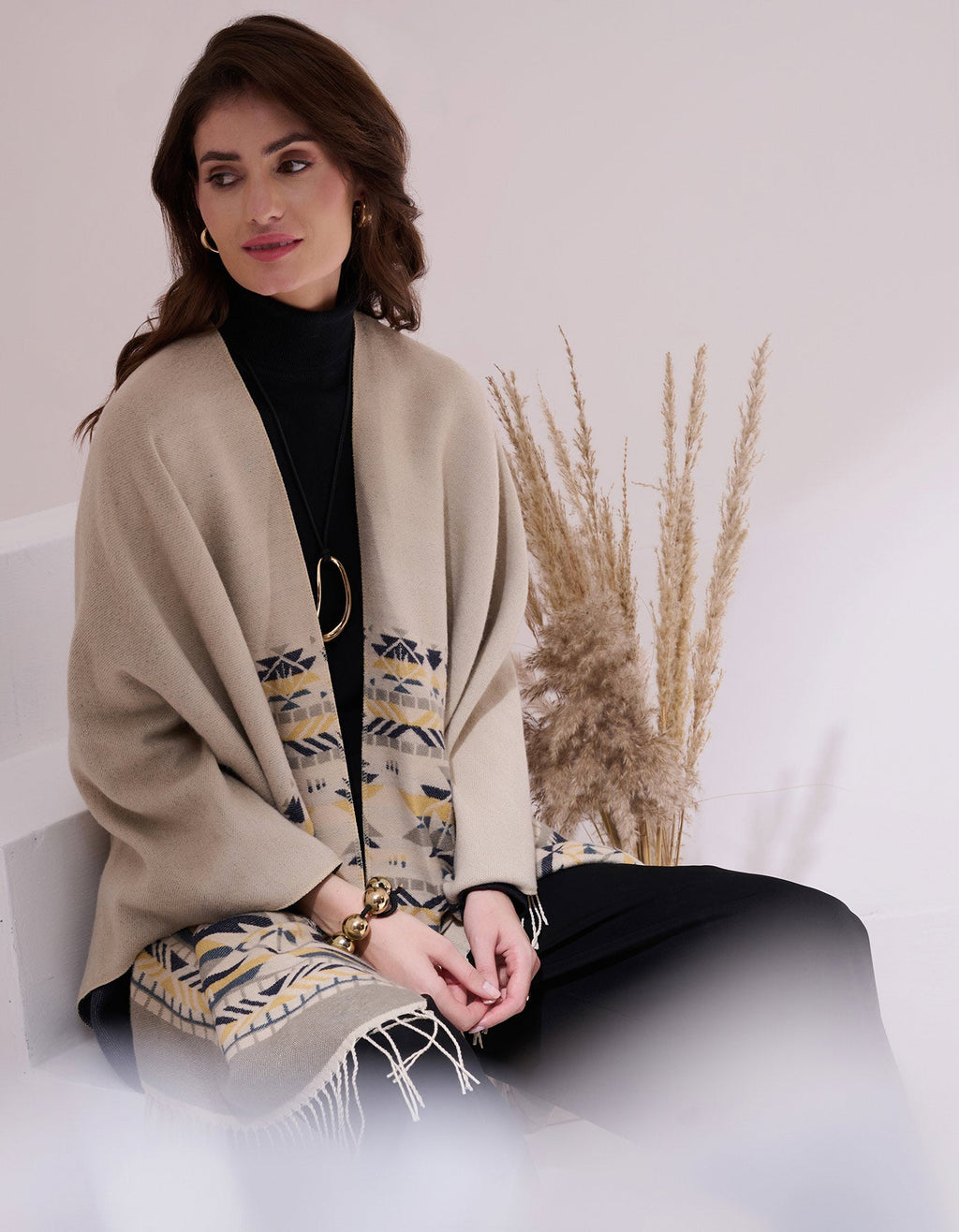 Cochon 100 % laine mérinos convertible | cardigan, châle et écharpe 3-en-1