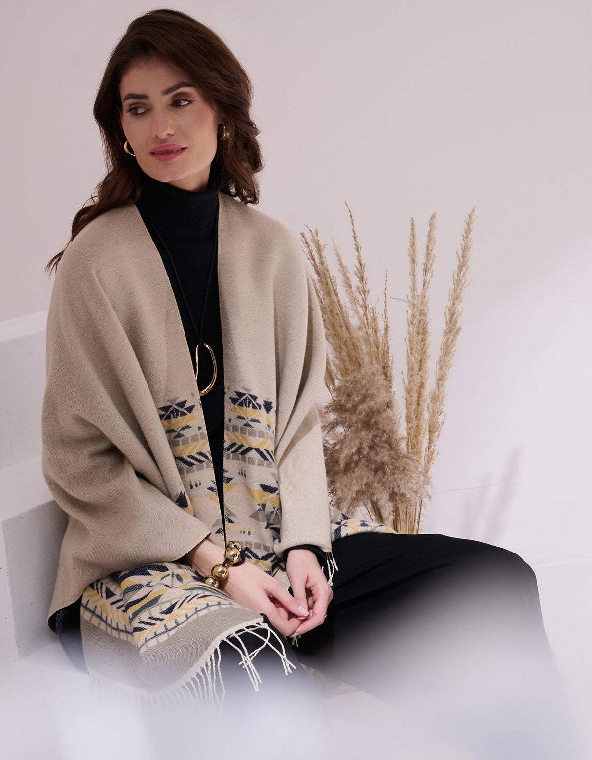 Cochon 100 % laine mérinos convertible | cardigan, châle et écharpe 3-en-1